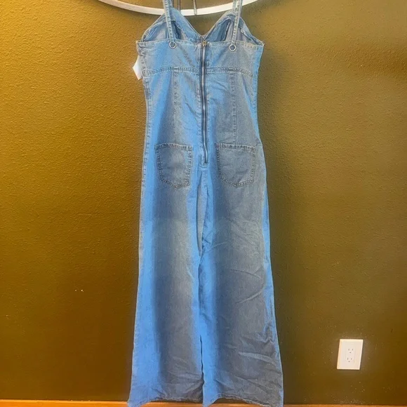 Denim Spaghetti Strap Jumpsuit - Picture 2 of 4